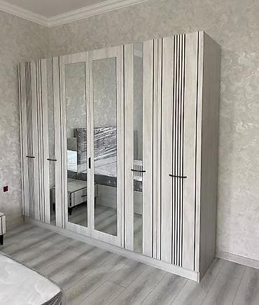 Dolablar: Sürüşməz açarlı 6 qapılı yataq otağı dolabı - Material: ağac — 1