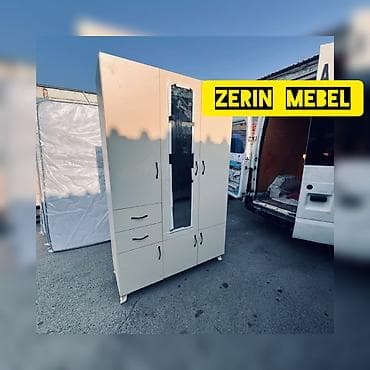 boydan güzgü: 3 qapılı, Güzgülü, Bej, Digər material, Açılan, Düz dolab — 1