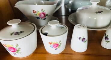 Блюда для тортов и сладостей: Миски, Набор из 6 шт., цвет - Синий, Фарфор, СССР — 6