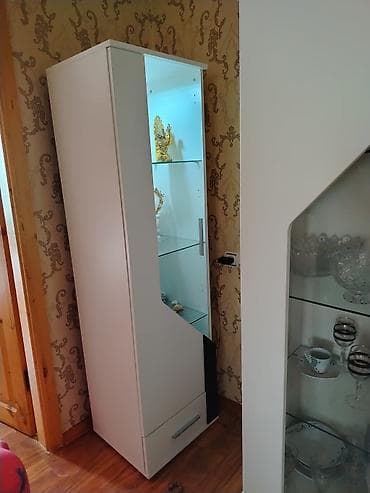 Mebel: Mebellər dəsti – vitrin şkaflar və 4 qapılı qarderob - Rəng: ağ — 6