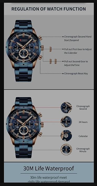 Смарт браслеты: Новый, Наручные часы, Curren, цвет - Серебристый — 7