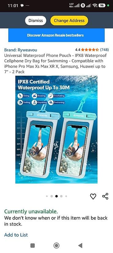 iphone x10: Ryweavou Universal Suya Dayanıqlı Telefon Kılıfı – 2 ədəd dəst — 2