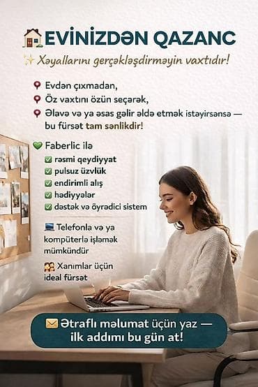 operator teleb olunur: Evdən işləmə fürsəti – Faberlic ilə onlayn qazanc Təsvir: - Evdən — 1