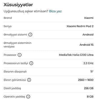 redmi note 11: Xiaomi Redmi Pad 2 8/256 GB Graphite Gray - 11 düym böyük ekran – — 6