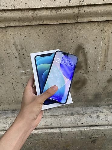 IPhone 12, 64 GB, Göy, Face ID, Simsiz şarj, Sənədlərlə