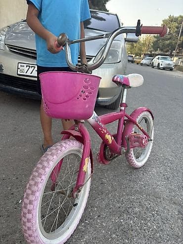 velosiped teker: Uşaq velosipedi – 14 düym təkərlər - Rəng: çəhrayı - Ön tərəfdə səbət — 2