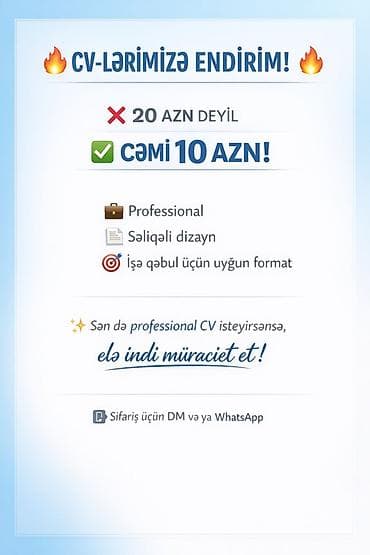 Xidmət: Professional CV hazırlanması Təsvir: - CV-lər üçün endirim