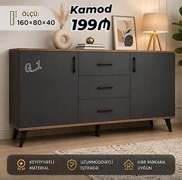 data kabel lan: Kamod – 199₼ Ölçü: 160 × 80 × 40 sm - Minimalist dizayn: qara ön — 1