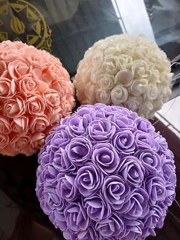 Pastel dəstləri: Dekorativ güllərdən hazırlanmış bəzək topları - Forması: sferik (top — 2