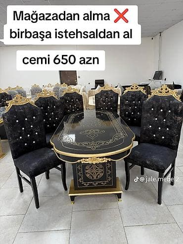 Qonaq otağı üçün, Yeni, Açılmayan, Oval masa, 6 stul