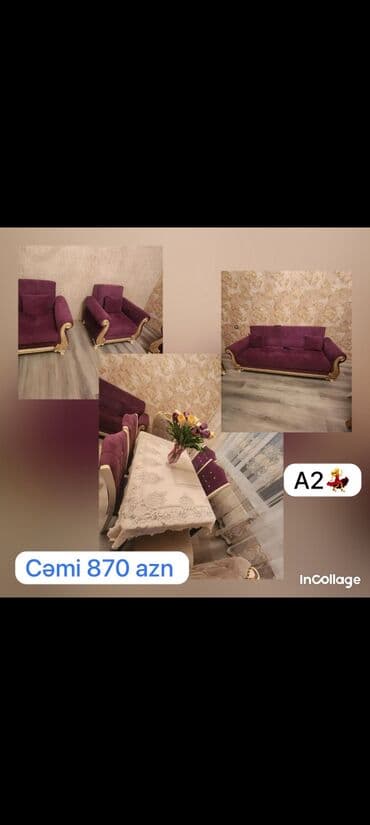 divan destleri: ELMİRA ♒ 🛋️Divan + 2 kreslo 🪑Masa dəst halda 🪄Matral mdf 💶Qiymət cəmi — 1