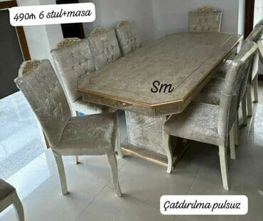 metbex stolu qiymetleri: Dördbucaq masa, 6 stul — 23