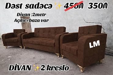 kitab dolablari: 💫 _*DİVAN+2kreslo*_ 💫 *Endirim fürsəti💣* Qiymət : *350₼* *Yeni və — 1