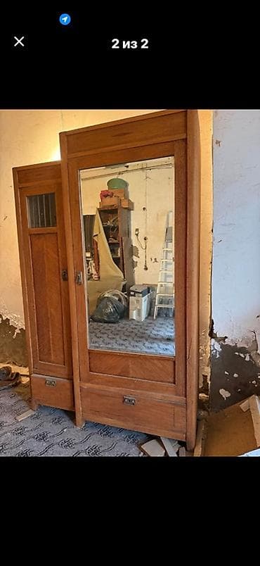 şifonyer dolap: 2 qapılı, Güzgülü, Qəhvəyi, Taxta, Kupe, Düz dolab — 1