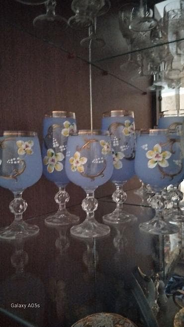 qab dəsti: Qədəhlər, rəng - Mavi, Şüşə, 6 ədədli dəst — 1