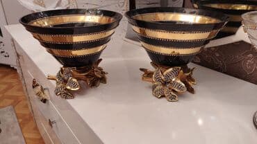 Dekorativ qab dəsti – 2 ədəd tezedir işlənməyib. - Material