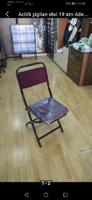 yığılan stul: Acilib yigilan stullar. Möhkəmdir profildən və ya turbadan yigilir — 2