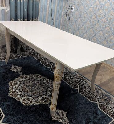 ucuz yazı masası: Qonaq otağı üçün, İşlənmiş, Açılan, Kvadrat masa, 6 stul — 10