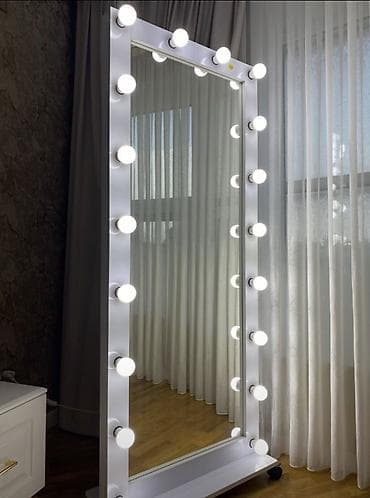 Digər ev dekoru: Güzgü Döşəmə üstü, Düzbucaqlı, Makiyaj üçün, Arxa işıqlı — 1