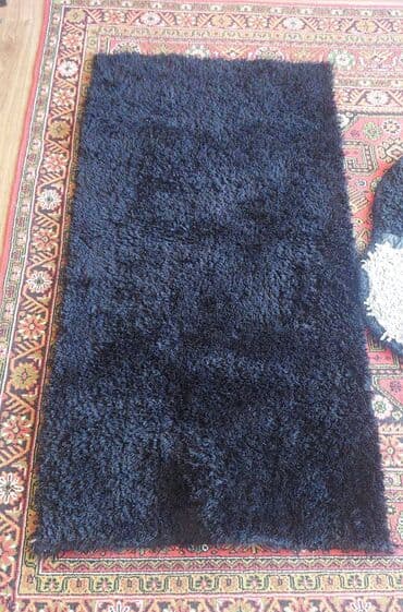 çornı pol: Qalın tüklü shaggy xalı - Rəng: dərin qara - Forma: düzbucaqlı - — 1