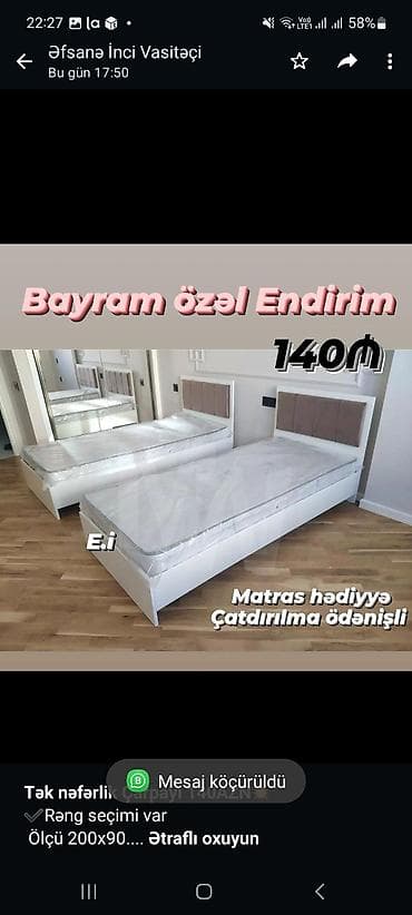 tek kravat: *Tək nəfərlik Çarpayı 140AZN💥* ✔️Rəng seçimi var Ölçü 200x90 — 3