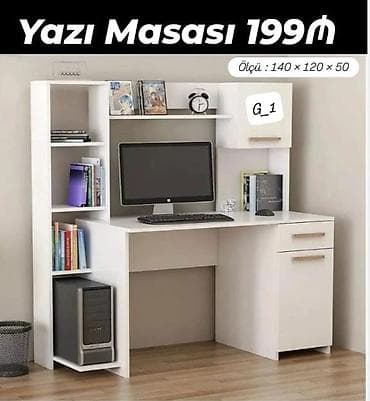 Yazı masası – funksional kompyuter/iş masası Ölçü: 140 × 120 × 50 sm