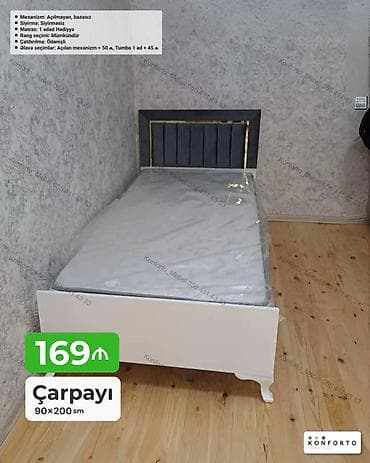 Çarpayı – 90×200 sm • Mexanizm: Açılmayan, bazasız • Sıyırma