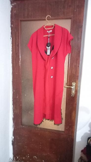 qaqa dəsti: Qadın geyim dəsti – qırmızı rəngdə paltar və uyğun kombin top - — 5