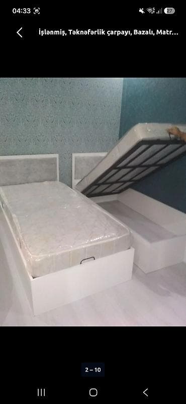 tek neferlik: Tək nəfərlik çarpayı – bazalı, matrassla - Ölçü: tək nəfərlik — 1
