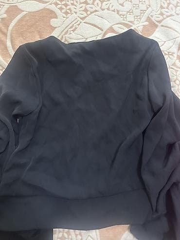 cins etek: Qadın şifon bluz - Rəng: qara - Material: yüngül, axıcı şifon — 1