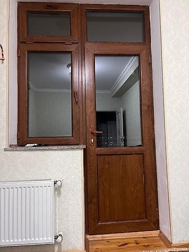 PVC qapı-pəncərə bloku – ağac teksturalı (qəhvəyi rəng) - Tərkib: bir