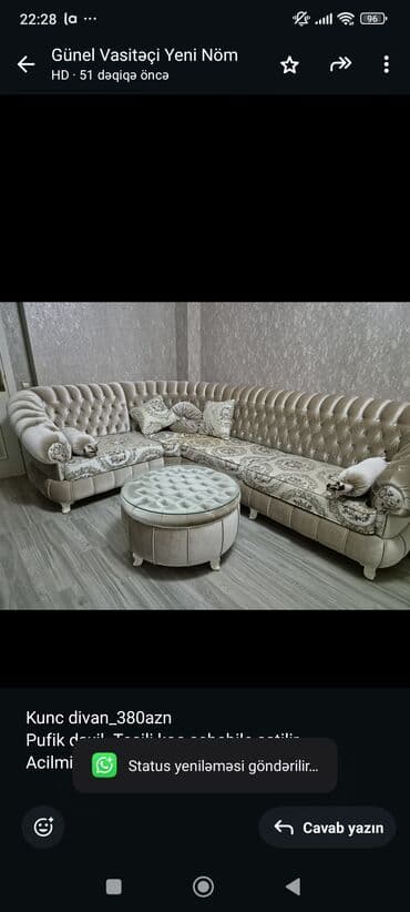 Künc divan, İşlənmiş, Açılmayan, Bazasız lalafo.az -da Künc divan, İşlənmiş, Açılmayan, Bazasız