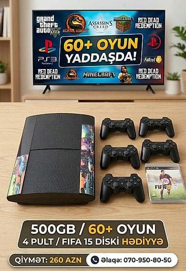 PlayStation 3 (PS3) Super Slim oyun seti - Daxili yaddaş: 500 GB -