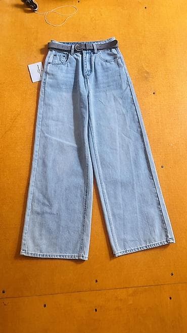cins salvar: Mavi açıq tonlarda düz kəsimli cins şalvar - Parça: klassik denim — 3