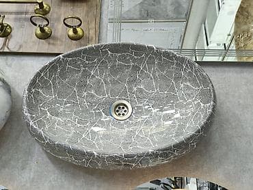 hamam dus: Ovalli masaüstü hamam həvəsi (lavabo) - Material: kompozit/daş — 1