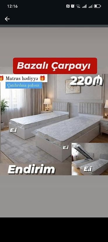 dosekler: Bazalı çarpayı - Yuxarı qalxan mexanizmli baza: geniş saxlama yeri - — 1
