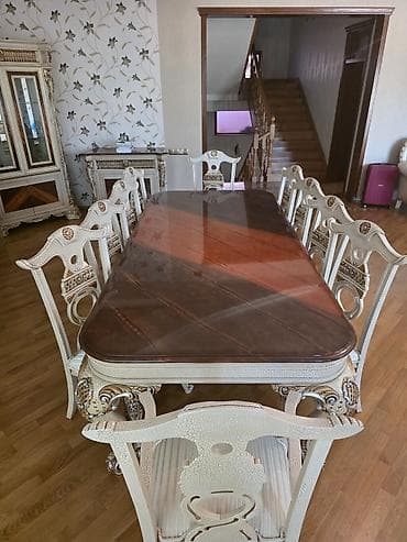 perla stul: Qonaq otağı üçün, İşlənmiş, Açılmayan, Kvadrat masa — 1