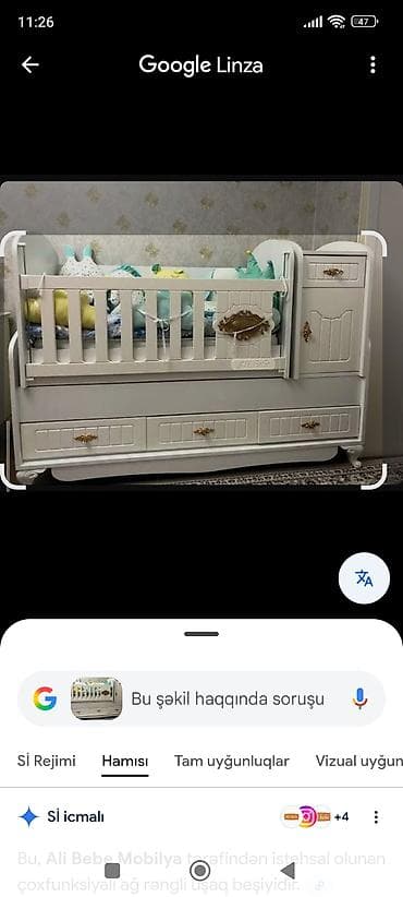 Oğlan və qız üçün, Yeni, Dördbucaq, Beşik, Dəstsiz, Matras ilə, Yellənmə mexanizm ilə