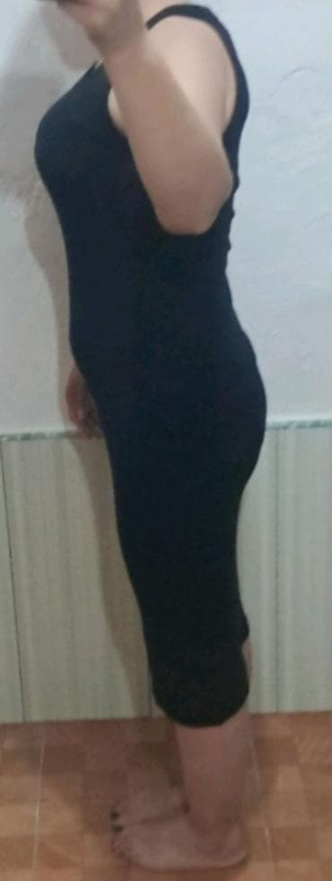https smart ady az: Qara rəngli, bədənə oturan midi don - Model: qolsuz, klassik dairəvi — 3