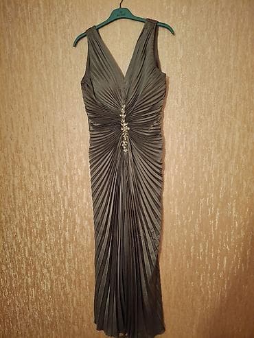 qara almaz: Zərif ziyafət geyimləri kolleksiyası 1) Boz rəngdə uzun paltar - — 1