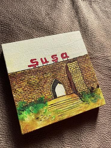 bmv sekilleri: Sürətli Çatdırılma PULSUZ “Şuşa” mini kətan, molbertlə Əl işi Hazır — 4