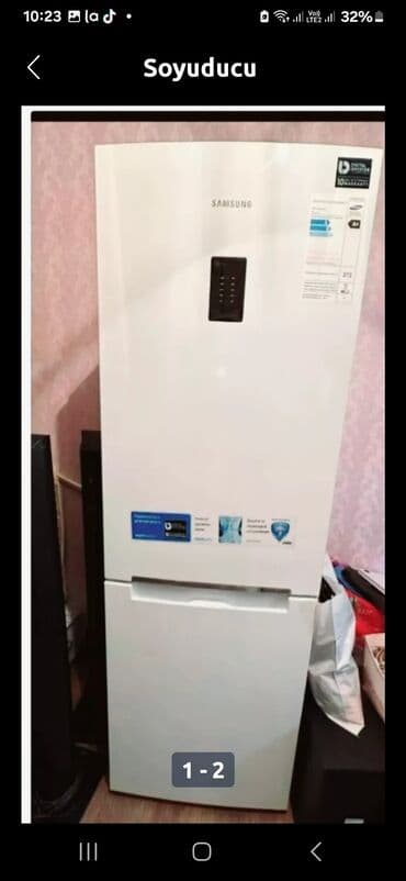 teze soyducular: Yeni 2 qapılı Samsung Soyuducu Satılır, rəng - Boz, Təkərli — 1