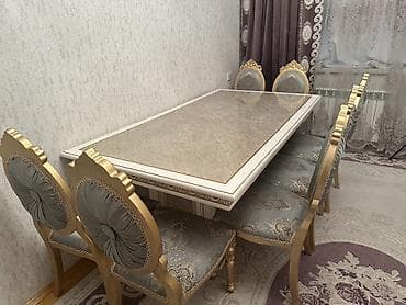 daş soba: Qonaq otağı üçün, Yeni, Açılan, Dördbucaq masa, 8 stul — 5