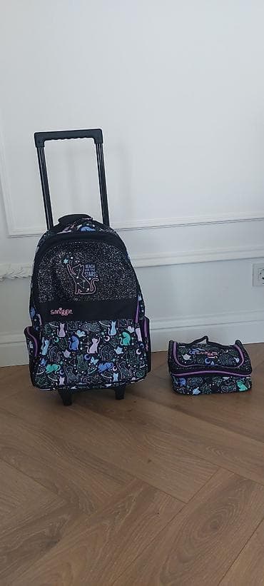 Smiggle uşaq məktəb dəsti – təkərli çanta və uyğun yemək çantası - — 1