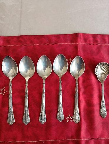 yemek servisi: Gümüşü rəngli yemək qaşıqları dəsti - 5 ədəd klassik dizaynlı yemək — 1