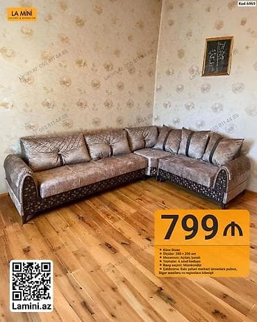 krep parca: Künc divan – La Mini - Ölçülər: 280 × 200 sm - Mexanizm: açılan — 1