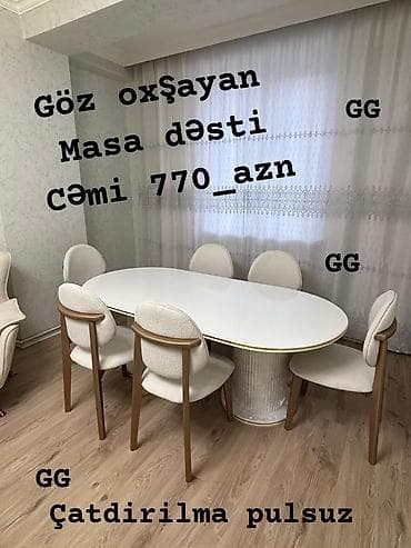 Yeni və Sifarişlə Masa dəsti 770_azn Masanin ölçüsü 2×1 Rəng seçimi