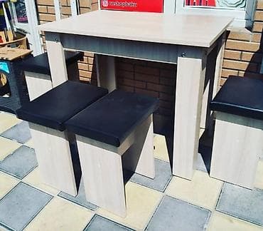 rattan stol: Mətbəx üçün, Yeni, Açılmayan, Dördbucaq masa, 4 stul — 3