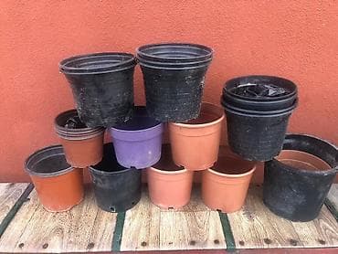 Müxtəlif ölçülü plastik gül dibçəkləri dəsti - Material: möhkəm