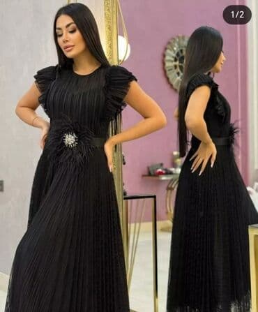 Ziyafət tədbirləri üçün nəzərdə tutulmuş qara rəngli, uzun qadın donu lalafo.az -da Ziyafət tədbirləri üçün nəzərdə tutulmuş qara rəngli, uzun qadın donu